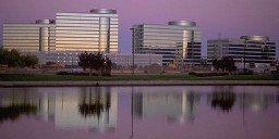 Oracle Corporation headquarters reflecting the evening light, Redwood Shores, California
